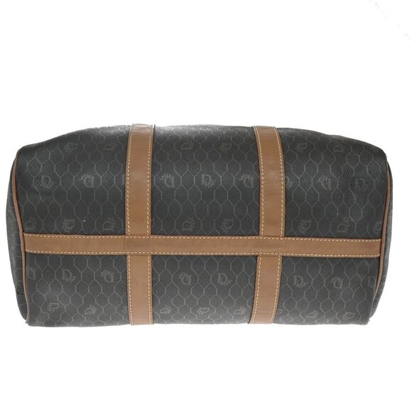 CHRISTIAN DIOR Logo Honeycomb Travel Hand Bag PVC Leather Brown Frannce - Picture 5 of 14